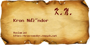 Kron Nándor névjegykártya